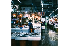 Asian frozen seafood market.